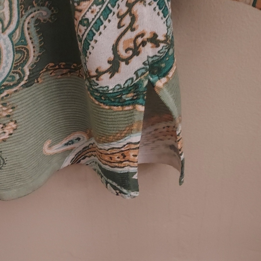 CHICO'S The Everyday Green Paisley Long Sleeve Button Down Cardigan Sweater - Picture 6 of 12